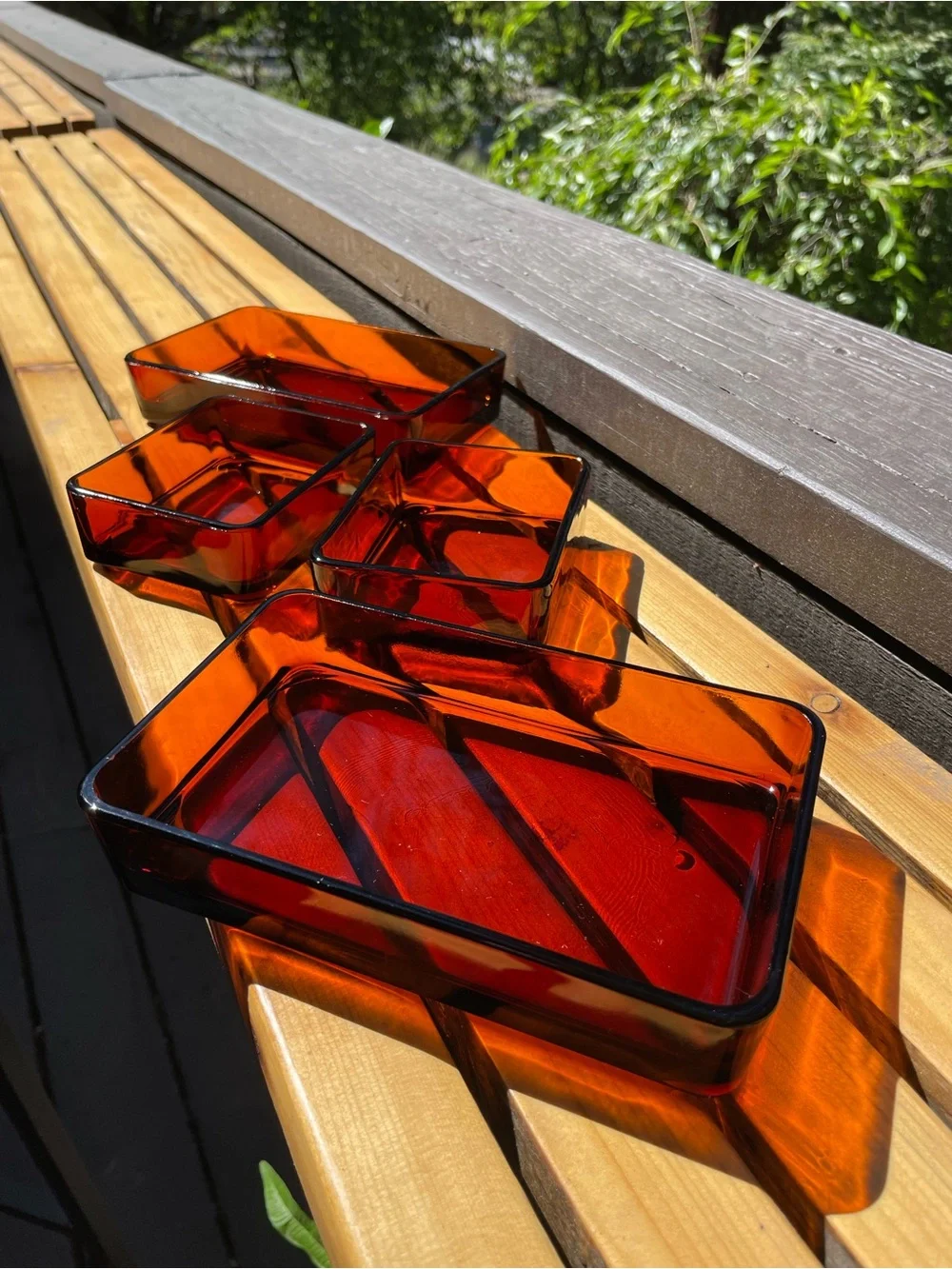 Vereco Amber Glass Divided Serving Tray Set